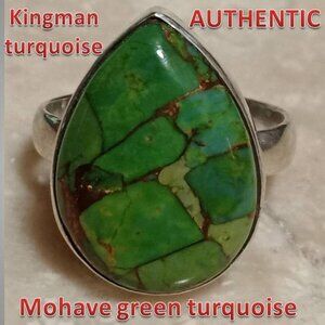 #2 AUTHENTIC Mohave Green Turquoise sterling silver Ring sz 6